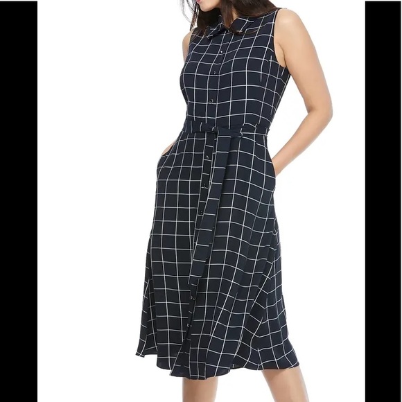MAGGY LONDON Courtney Windowpane Midi Shirtdress - Picture 4 of 13